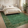 thumbnail image 3 of ODIKA 8'x10' Washable Area Rug Forest Bold Lattice Cartouche Vintage Faded Motif Sage Alfombra for King Size Bedroom Under Bed, Master Suite, Non-Shedding, Easy Care, 3 of 7