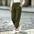 thumbnail image 6 of VBVC Women's Cropped Pleated Capri Pants , Side Button Lounge Trousers For Women , Ladies' High Waisted Pants with Pockets, *Army Green , X-Large, 6 of 6