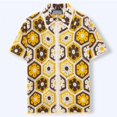 thumbnail image 5 of Aobny Men Shirts Button Up Vintage Knitted T-Shirts Short Sleeve Collared Big & Tall Polos T-Shirt,3XL, 5 of 5