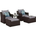 thumbnail image 3 of Cozyhom 5 PC Outdoor Patio Furniture Chair With Ottoman Sets, Patio Coffee Table PE Wicker Rattan Chair With Ottoman, Grey Cushion, 3 of 10