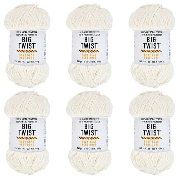 Big Twist Cozy Cub Yarn - Super Bulky (6) 100% Polyester Chenille Yarn, Soft & Plush for Knitting & Crochet Blankets, Hats, Scarves & Crafts, 241 yd / 7 oz Skein, 6 Pack