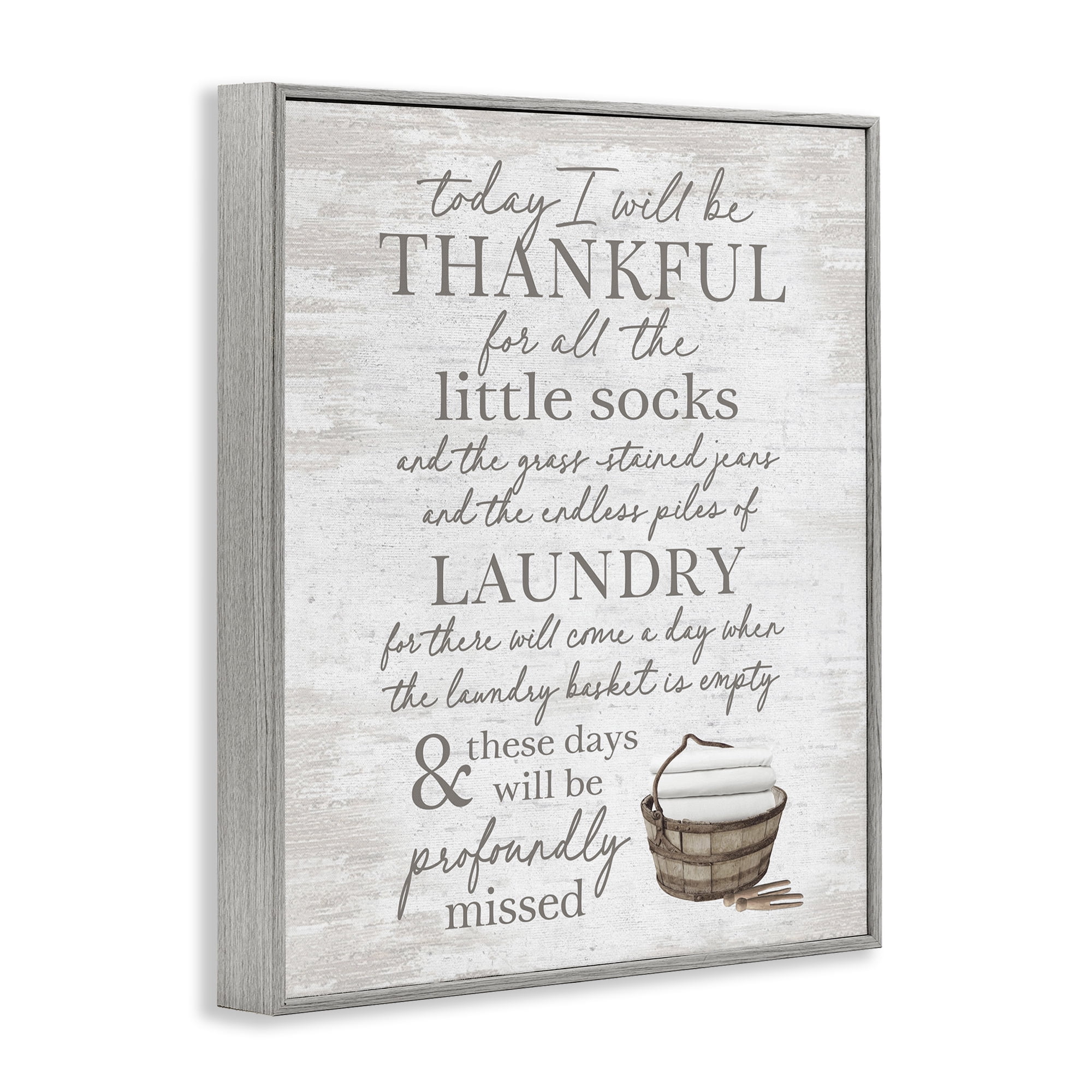 Stupell Industries Heartfelt Laundry Phrase Typography Painting Gray Framed Art Print Wall Art, 16 x 20