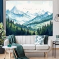 thumbnail image 6 of Nature Forest Mountain Tapestry Green Misty Pine Tree Wall Tapestry for Bedroom Aesthetic Watercolor Woods Landscape Small Tapestries Wall Hanging for Living Room Dorm Decor 80 x 60 Inch, 6 of 7