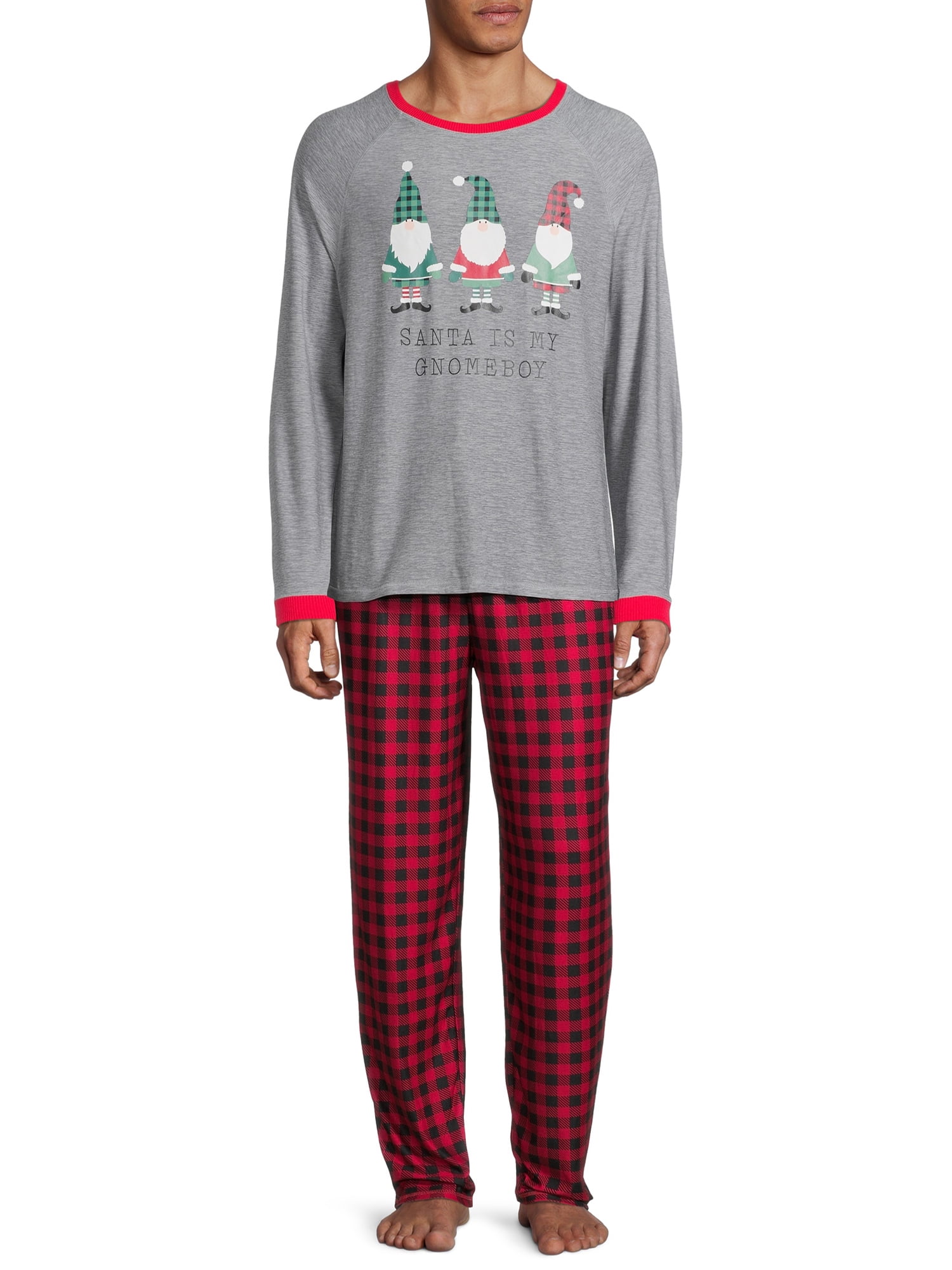 Derek Heart Men's Gnomes Holiday Matching Family Pajamas Set, 2-Piece,  Sizes S-2XL 