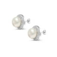 thumbnail image 2 of Gem Stone King 925 Sterling Silver 9MM Cultured Freshwater Pearl Button Stud Earrings, 2 of 6