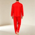 thumbnail image 5 of Mens 2 Piece Notch Collar Pajama Set Button Down Long Sleeve Long Pant Soft Sleep Loungewear Red 2XL, 5 of 6