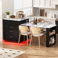 thumbnail image 1 of HORIZON Kitchen Island With Casters, Extendable Dining Table With Led Lighting, Kitchen Table With Power Strips, Buffet Table, Or Bar Table For The Kitchen And Dining Room,Black-White, 1 of 22