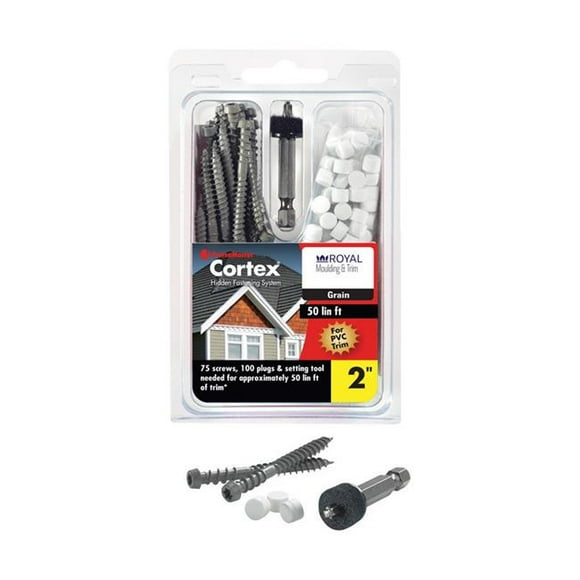 Fastenmaster 5007010 Cortex No. 9 x 2 in. Star Coated Trim Screws with Plugs, 75 Per Box - Case of 10