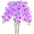 thumbnail image 1 of Uxcell 3-Pack Flores de Orquídea Artificial 9 Pétalos Grandes 37 Pulgadas Ramo de Seda Phalaenopsis Azul Púrpura Falsas Orquídeas para Hogar/Boda, 1 of 1