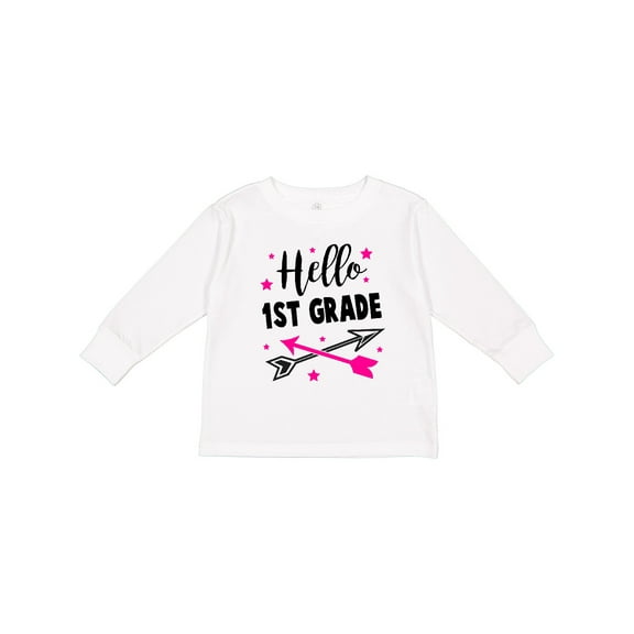 Inktastic Hello 1st Grade with Arrows and Stars Girls Long Sleeve Toddler T-Shirt