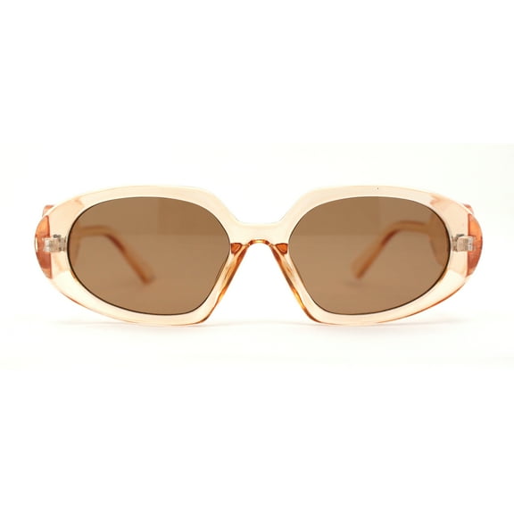 Minimal Mod Clout Trendy Plastic Fashion Sunglasses Peach Brown