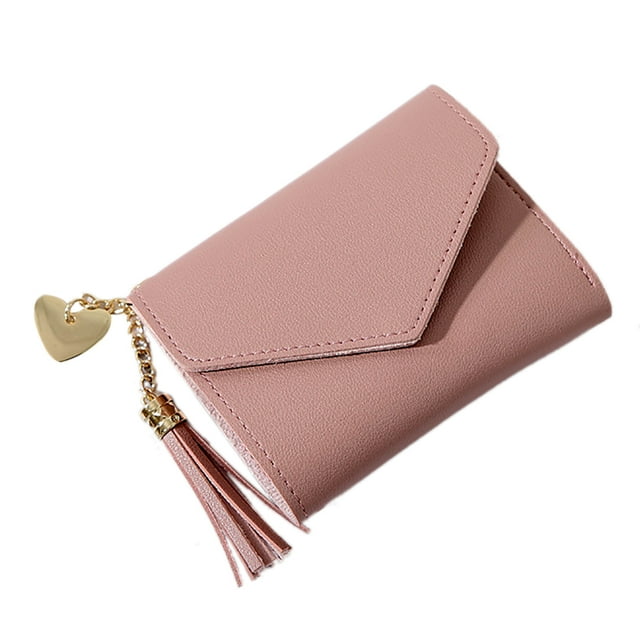 Girls Bifold Wallet Faux Leather Tassel Card Holder Wallet Compact Wallet