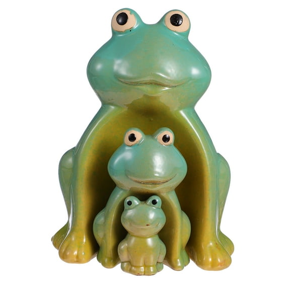 FRCOLOR Animal Ceramic Frog Decoration Modeling Decor Office Lovers 16x12cm Green