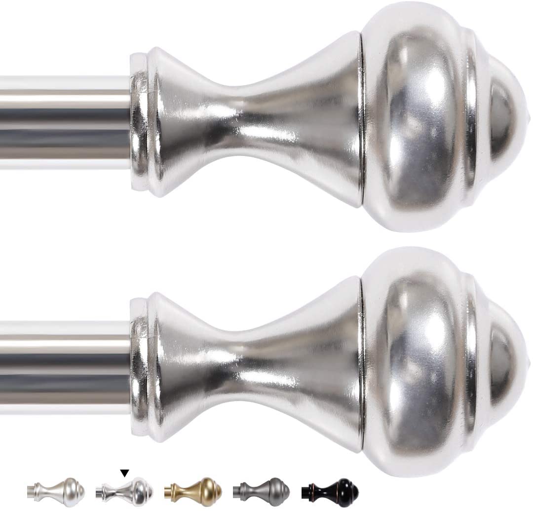 Telescoping Single Curtain Rod Sets 5/8" Diameter Standard Decorative