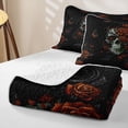 thumbnail image 4 of Homewish Gothic Sugar Skull Quilt King,Halloween King Coverlet Set,Orange Flower Butterfly Duvet,3pcs, 4 of 7