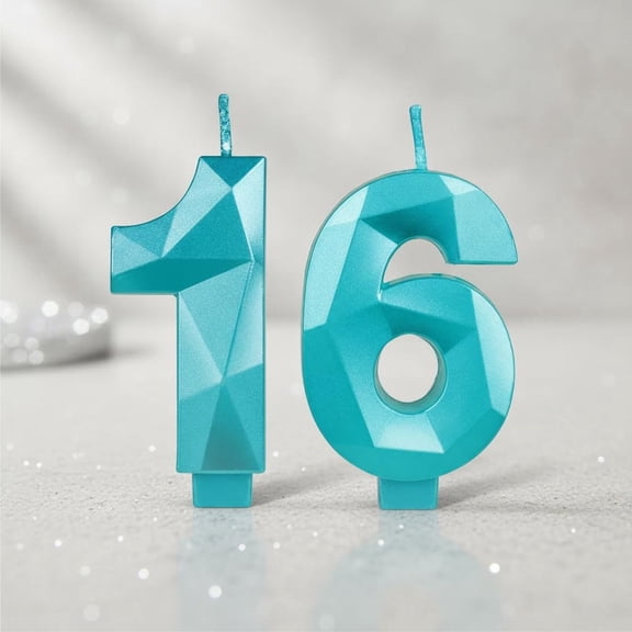 Number 16 Candles, Happy Birthday Candle for Cake, 3D Design Cake Topper Decorations for Birthday Party Wedding Anniversary Celebration Supplies