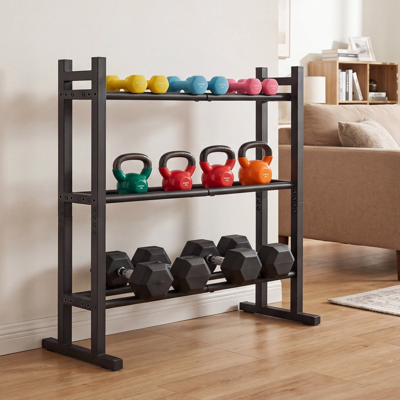 Costway 3-Tier Dumbbell Rack, 529LB Capacity Heavy-Duty Adjustable Weight Rack Stand
