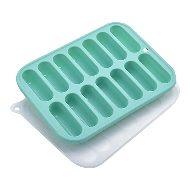 Bandeja para cubitos de hielo: Molde para hielo - Molde de silicona para cubitos - Bandeja para congelador de cócteles - Bandeja apilable para salchichas con tapas