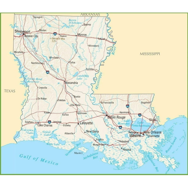 New Orleans On Map Road Map City New Orleans 20" X 30" Posters, By Home Comforts - Walmart.com