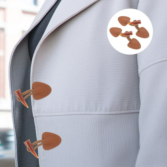 ULTNICE 2 Pcs Horn Buckle Sew On Toggles Closure Brown Faux Horn For Various Occasions Fashion Styles