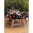 thumbnail image 2 of Outdoor Tablecloth with Umbrella Hole and Zipper, Valentines Rectangle Table Cloth 60x102 Inch Waterproof Tablecloth, Pink Red Love Heart Green Botanical Black Picnic Table Cover for Patio Camping, 2 of 7