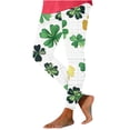 thumbnail image 3 of lcziwo Sales Today Clearance Prime Only, St Patrick's Day Leggings for Women Fashion Shamrock Print High Waist Yoga Pants Slim Fit Stretchy Workout Tights Holiday Bottom Trousers Multicolor L, 3 of 7