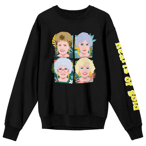 Golden Girls Hearts of Gold Adult Black Crew Neck Sweatshirt-Small