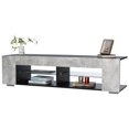thumbnail image 3 of High Gloss Modern TV Stand Unit with Bookshelves + LED Light + 4-Shelf Console Cabinet Home Office Living Room Furniture My Lux Decor Round, 3 of 8