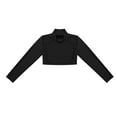 thumbnail image 4 of Raenseen Kids Girls Mock Neck Long Sleeves Sports Dance Crop Top Dancewear Modern Jazz Hip Hop Black 16, 4 of 4