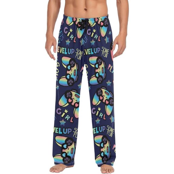 GZHJMY Gamepad Pajama Pants for Men, Lounge Pants Lightweight Men Pajama Bottoms with Drawstring Pockets, Christmas New Year Birthday Gifts, Medium