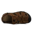 thumbnail image 4 of Hicooer GOOHIK Mens Closed Toe Sandals, Sport Sandals Casual Leather Handmade Sandals Adjustable Fisherman Beach Sandals For Outdoor Walking Driving Light Brown, 4 of 8