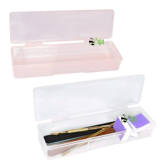 PandaSpa Set of 2 Multifunctional Tool Box for Supplies Storage, Manicurist Nails Pedicure Small size Pink   Clear