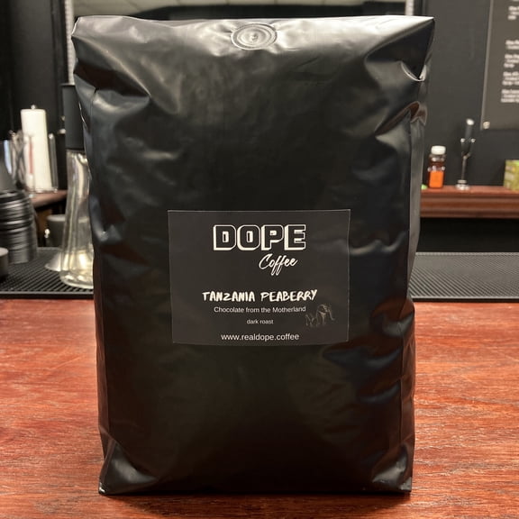 Dope Coffee 5lbs Whole Bean Tanzania Peaberry Medium Roast, 100% Arabica