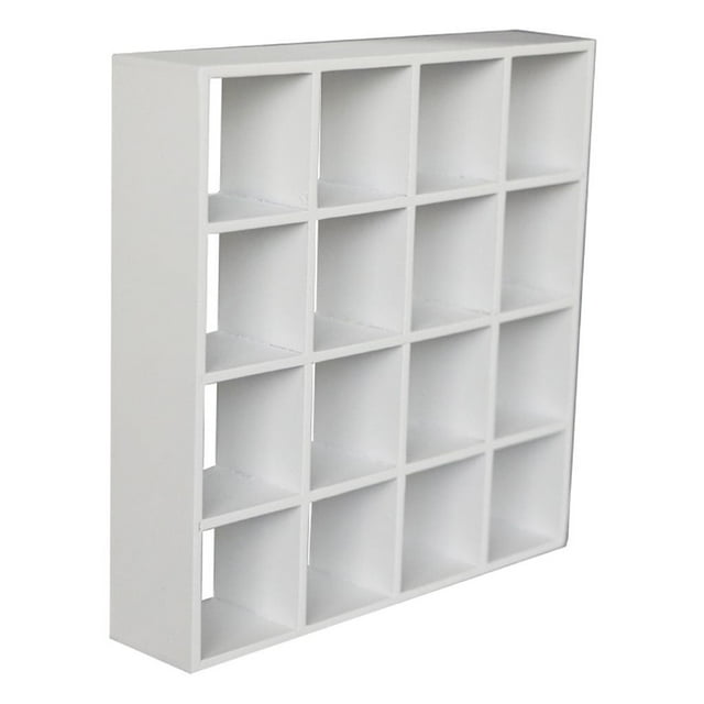 Miniature Birch Wood 4-Layer 16 Lattices Shelves Bookcase Cabinet Storage :12 and garden Furniture Set Accessory