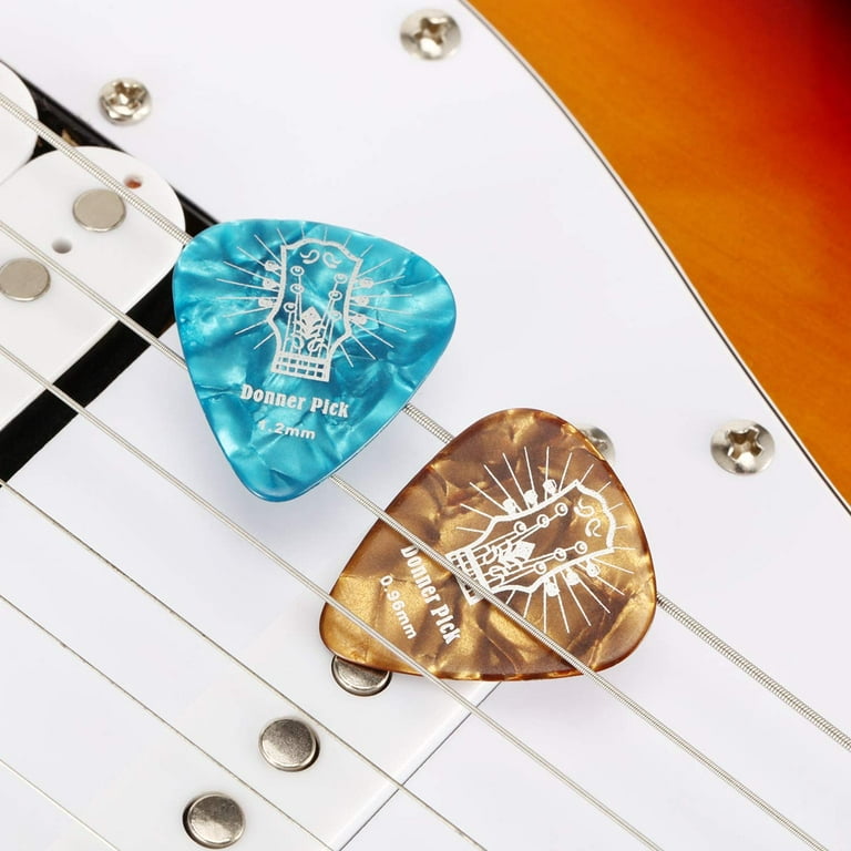Donner Guitar Picks Holder, Picks Case 3 Pack, 10pcs Guitar Picks Included,  Contains Thin, Medium, Heavy Picks, with 9pcs 3M Stickers, Suitable for