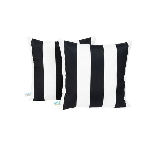 Island Retreat NU6925 Coussin d'Extérieur Tout Temps - Ensemble de 2 - Rayures Noires et Blanches