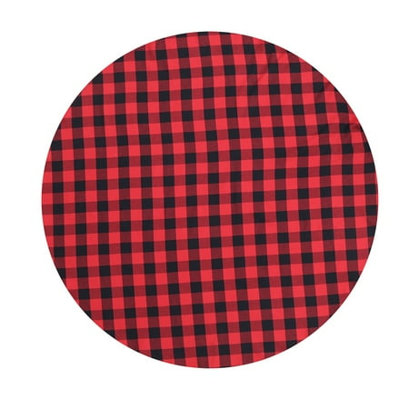 

55 Inch Round Tablecloth Checkered Round Table Cover for Wedding Kitchen Dinning Room Red and Black