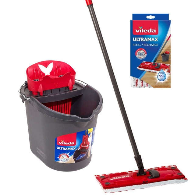 Vileda UltraMax Mop & Bucket System with 1 Extra Mop Refill