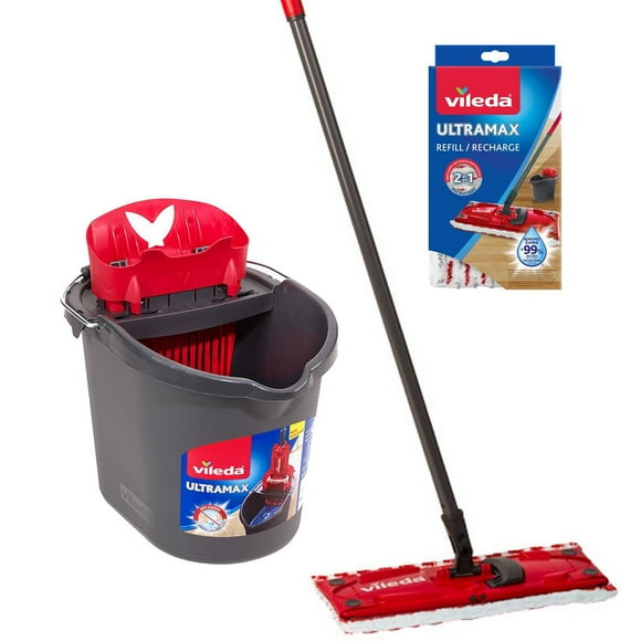 Vileda UltraMax Mop & Bucket System with 1 Extra Mop Refill