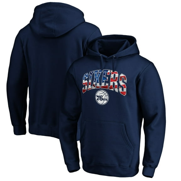 Men's Navy Philadelphia 76ers Banner Wave Pullover Hoodie