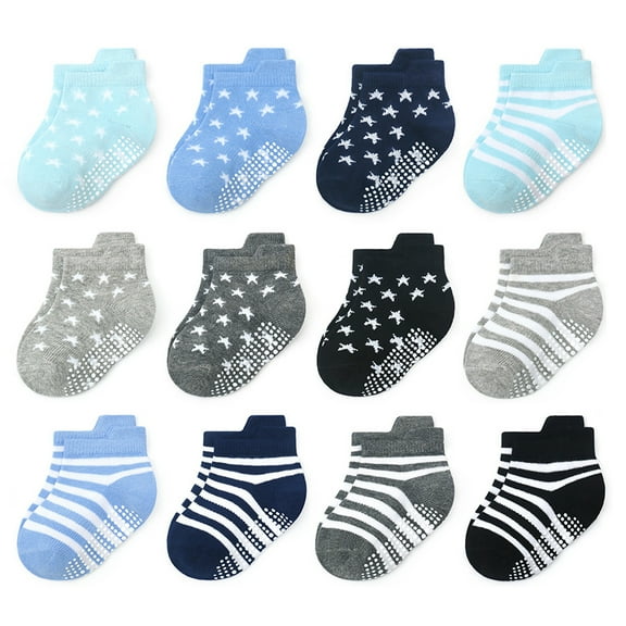12 Pairs Baby Non Slip Socks Toddler Socks With Grips Ankle For Infants Girls Boys