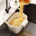thumbnail image 3 of Foldable Hanging Sink Drain Basket Stretchable Kitchen Colander with Flip Cover Space Saving Food Strainer, Multi-functional Faucet Storage Rack Draining for Fruits Vegetables Utensils, 3 of 5