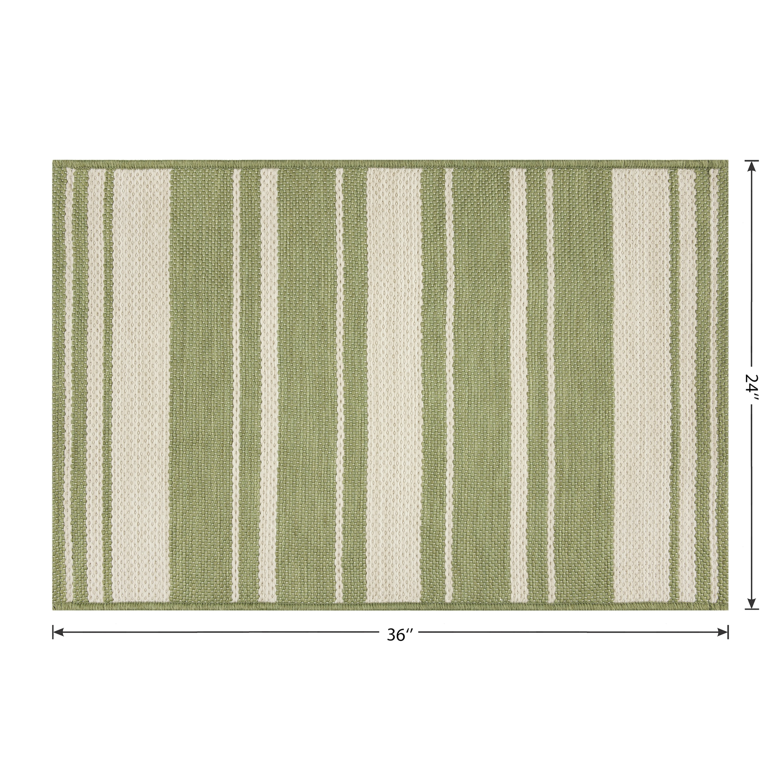 Mainstays 24 in x 36 in Sage Variegated Stripe Outdoor Scatter Rug