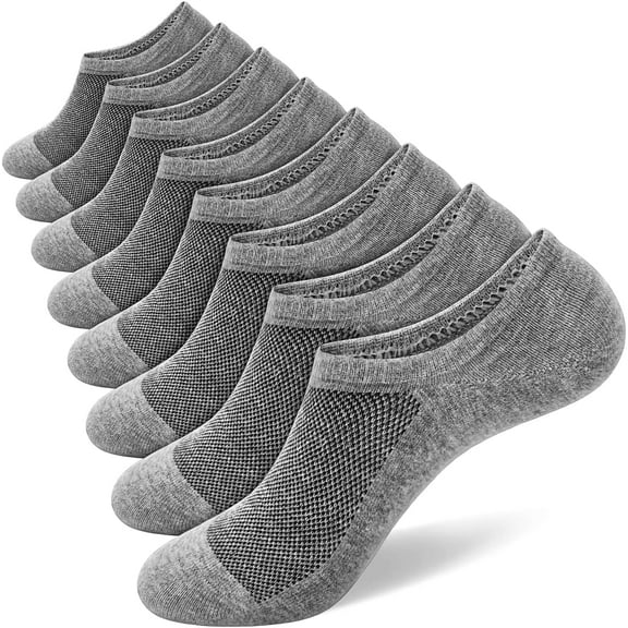 Mens No Show Socks 8 Pairs Invisible Low Cut Cotton Socks Ondo Non Slip Short Socks Size 5-8/9-11/12-14