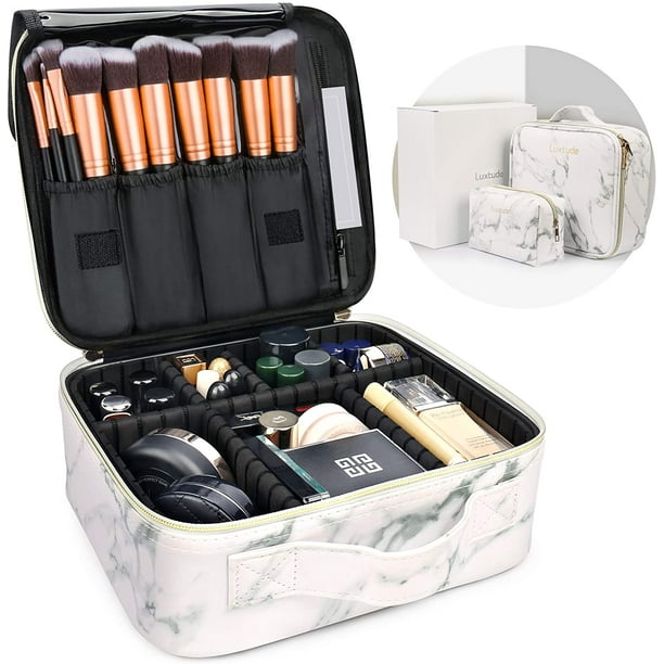 Memkey Travel Makeup Bag for Women, Large Makeup Bag Organizer Makeup Case,  Premium Makeup Storage with Adjustable Dividers, Travel Cosmetic Bag Make