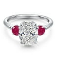 thumbnail image 2 of Gem Stone King 2.70 cttw IGI Certified Lab Grown Diamond and Red Ruby 3-Stone Engagement Ring for Women | 925 Sterling Silver | Center 2.00 Ct Diamond | D-E Color | VS1-VS2 Clarity | Size 8, 2 of 6