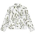 thumbnail image 4 of Jackets for Women Winter Coat Jackets Flannel Stand Collar Jacket(Green Leaves Seamless Pattern,Size:S-4XL), 4 of 7