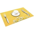 thumbnail image 2 of Store Daisy Print On Yellow Background Placemats Set of 6, Cotton Linen Heat Resistant Table Mats Non-Slip Washable Placemat for Holiday Banquet Dining Kitchen Table Decor, 2 of 6