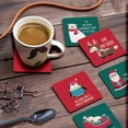 thumbnail image 3 of Inkdotpot Set of 6 Drink Coasters DecorativeNon-SlipCork Base4-inch Square PrintedCoastersEasy Clean, Christmas, 3 of 8