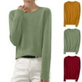 thumbnail image 1 of Meichang Women's Sweaters Fall Long Sleeve Crew Neck Knitted Pullover Solid Loose Fit Oversized Sweaters Jumpers Tops, 1 of 7